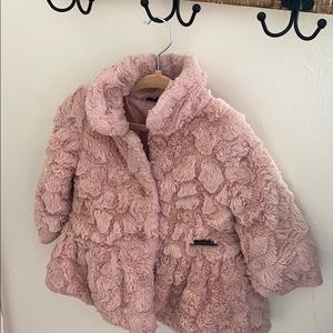 Peplum style blush faux fur coat 18m